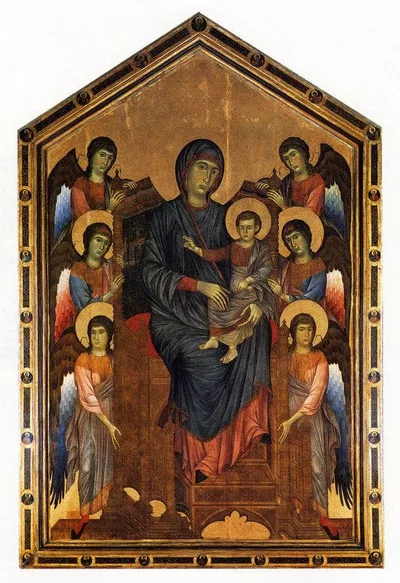 The Virgin and Child in Majesty surrounded by Six Angels by Cimabue