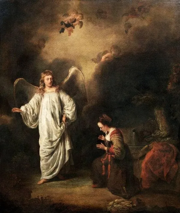 Hagar Meeting the Angel in the Desert — hand-painted oil reproduction