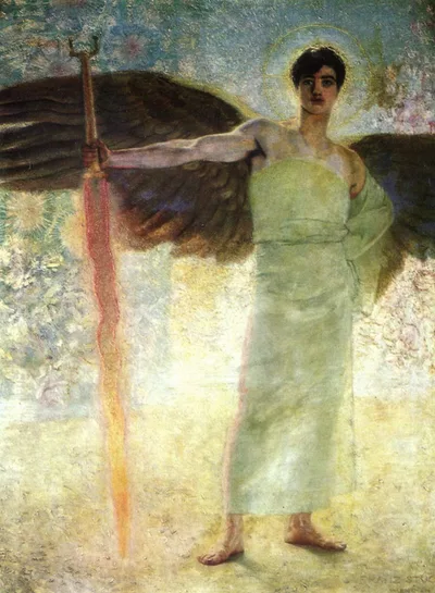 Angel with the Flaming Sword by Franz Stuck