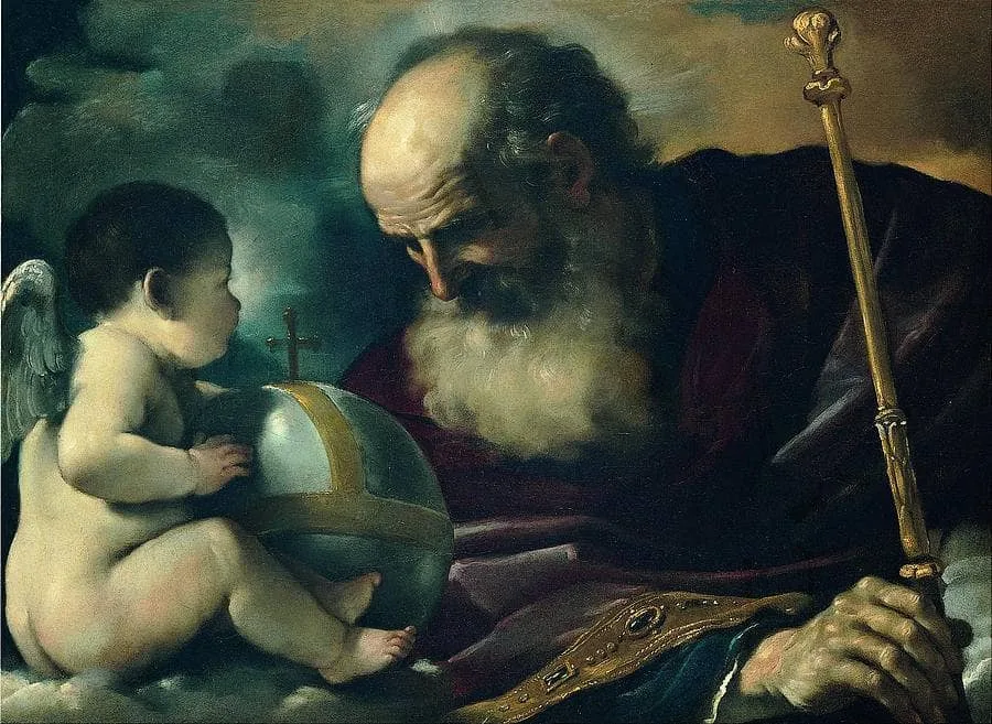 God the Father and Angel — hand-painted oil reproduction