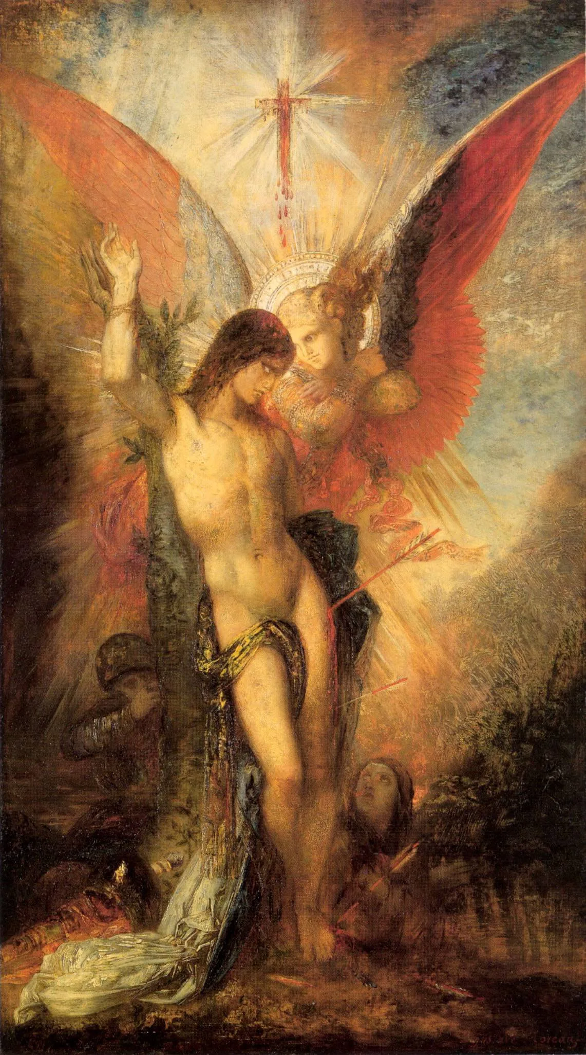 St. Sebastian and the Angel — hand-painted oil reproduction