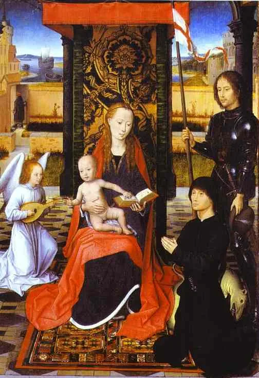 The Virgin and Child with an Angel, St. George and a Donor — hand-painted oil reproduction