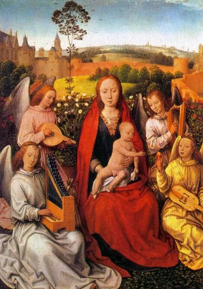 Virgin and Child with Musician Angels by Hans Memling