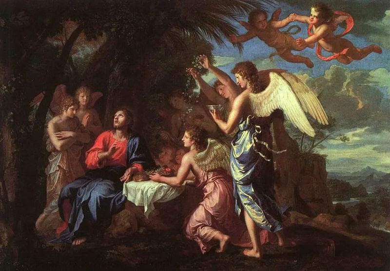 Christ Served by the Angels — hand-painted oil reproduction