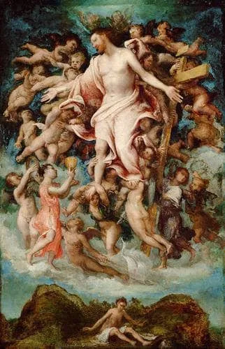 Angel collecting blood from the wounds of Christ by Lorenzo Lotto