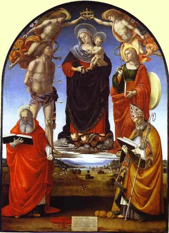 The Virgin and Child among Angels and Saints — hand-painted oil reproduction