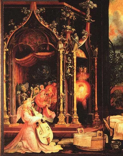 Concert of Angels (detail from the cental left Crucifixion panel of the Isenheim Altarpiece) by Matthias Grünewald