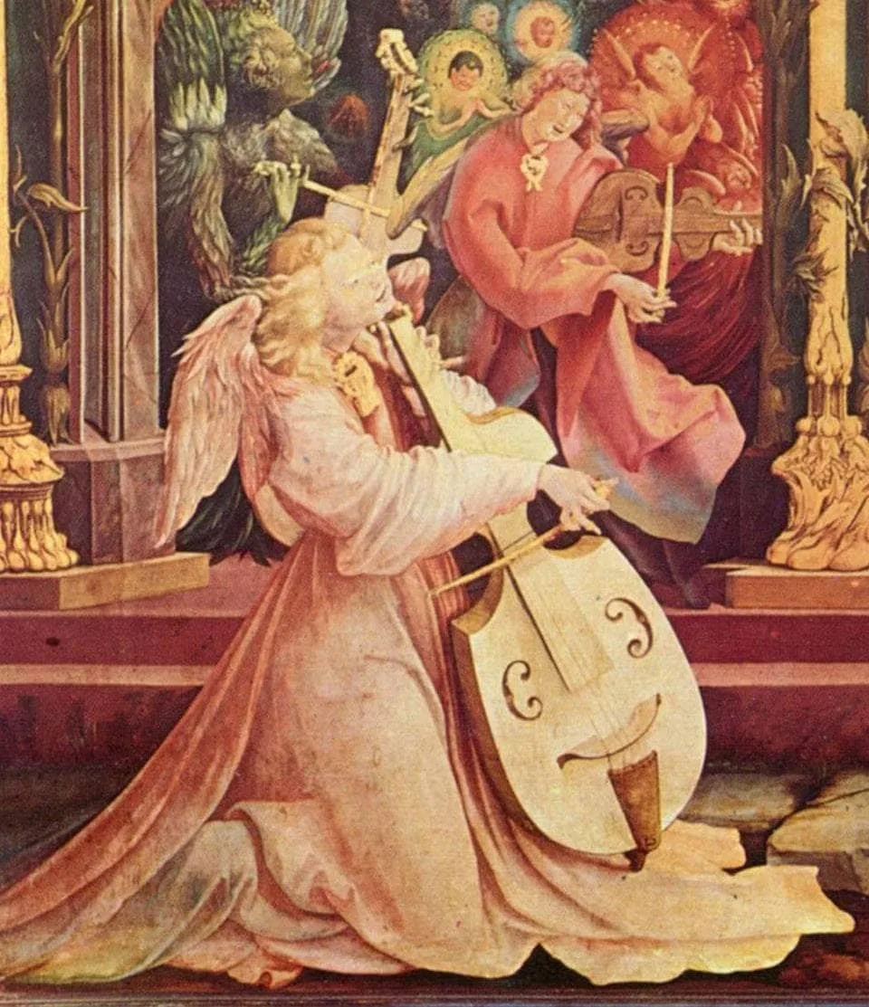The Concert of Angels (detail from the Isenheim Altarpiece) — hand-painted oil reproduction