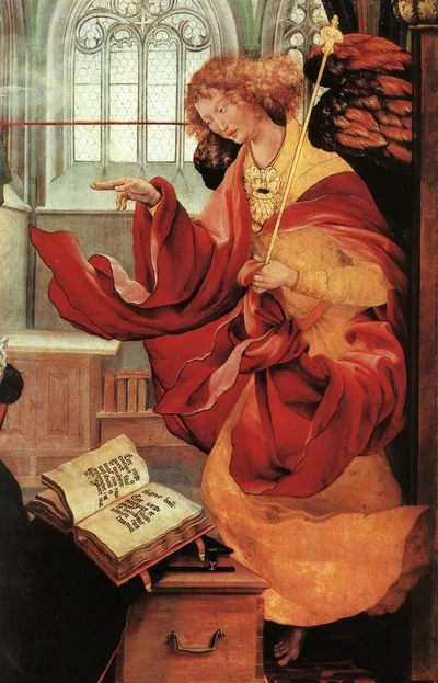 Archangel Gabriel (detail from the Annunciation from the Isenheim Altarpiece) by Matthias Grünewald