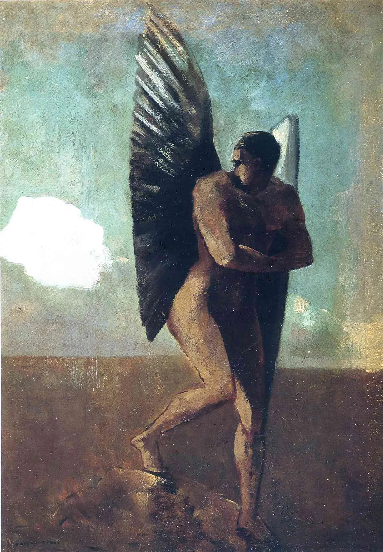Fallen Angel Looking at a Cloud — hand-painted oil reproduction