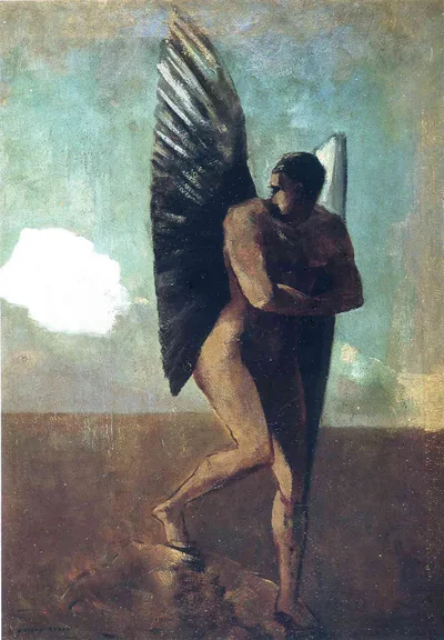 Fallen Angel Looking at a Cloud by Odilon Redon