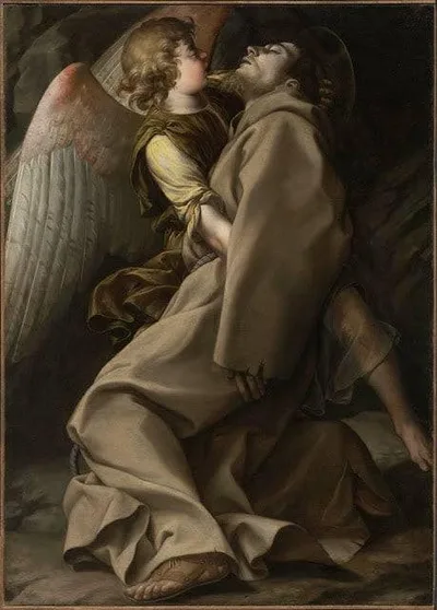 St Francis supported by an Angel by Orazio Gentileschi