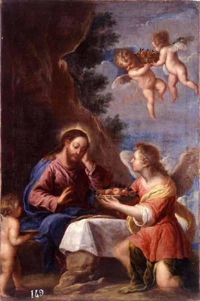 Christ served by angels by Pedro Atanasio Bocanegra