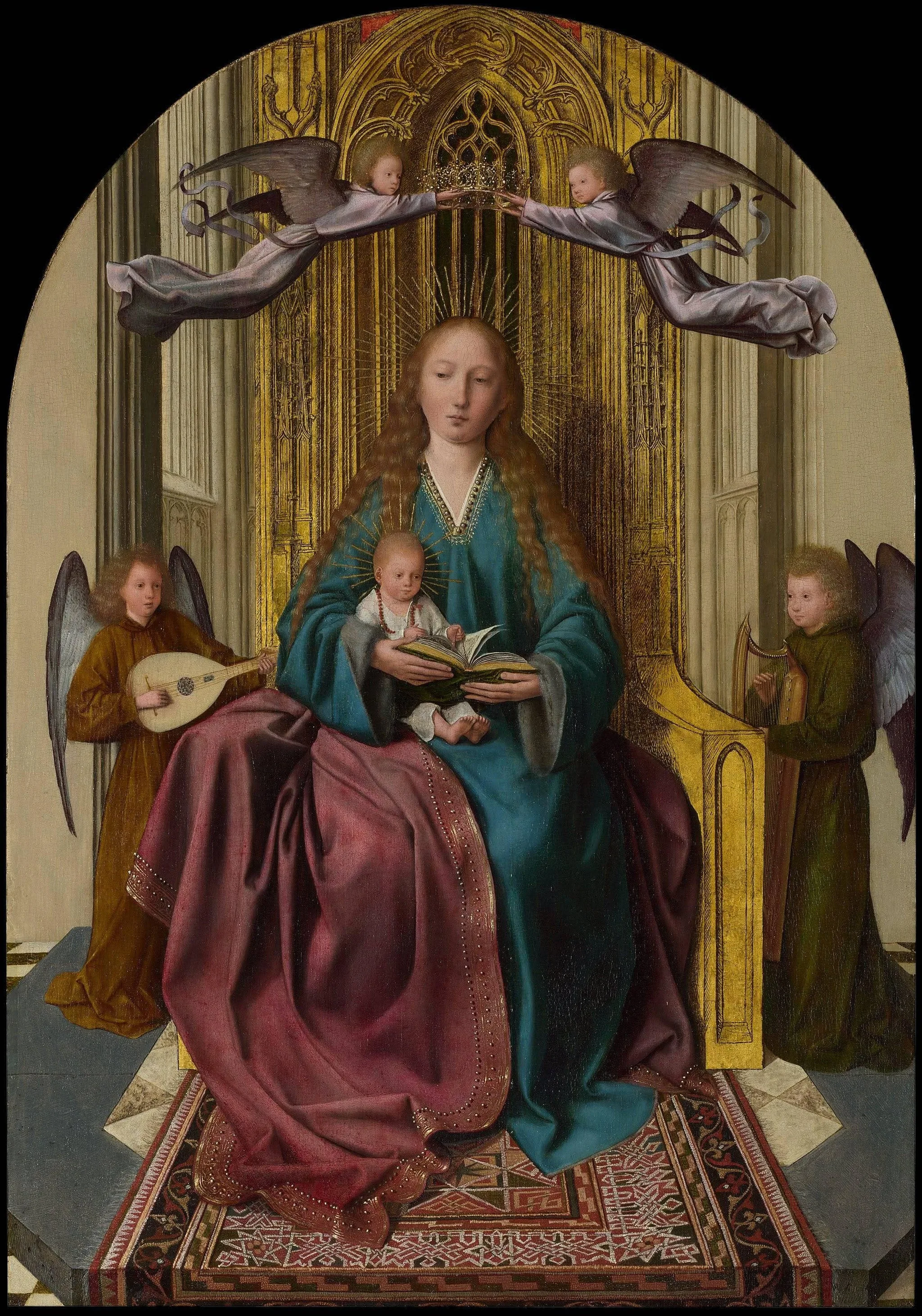 The Virgin and Child Enthroned, with Four Angels — hand-painted oil reproduction