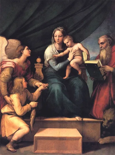 The Madonna of the Fish (The Madonna with the Archangel Gabriel and St. Jerome) by Raphael