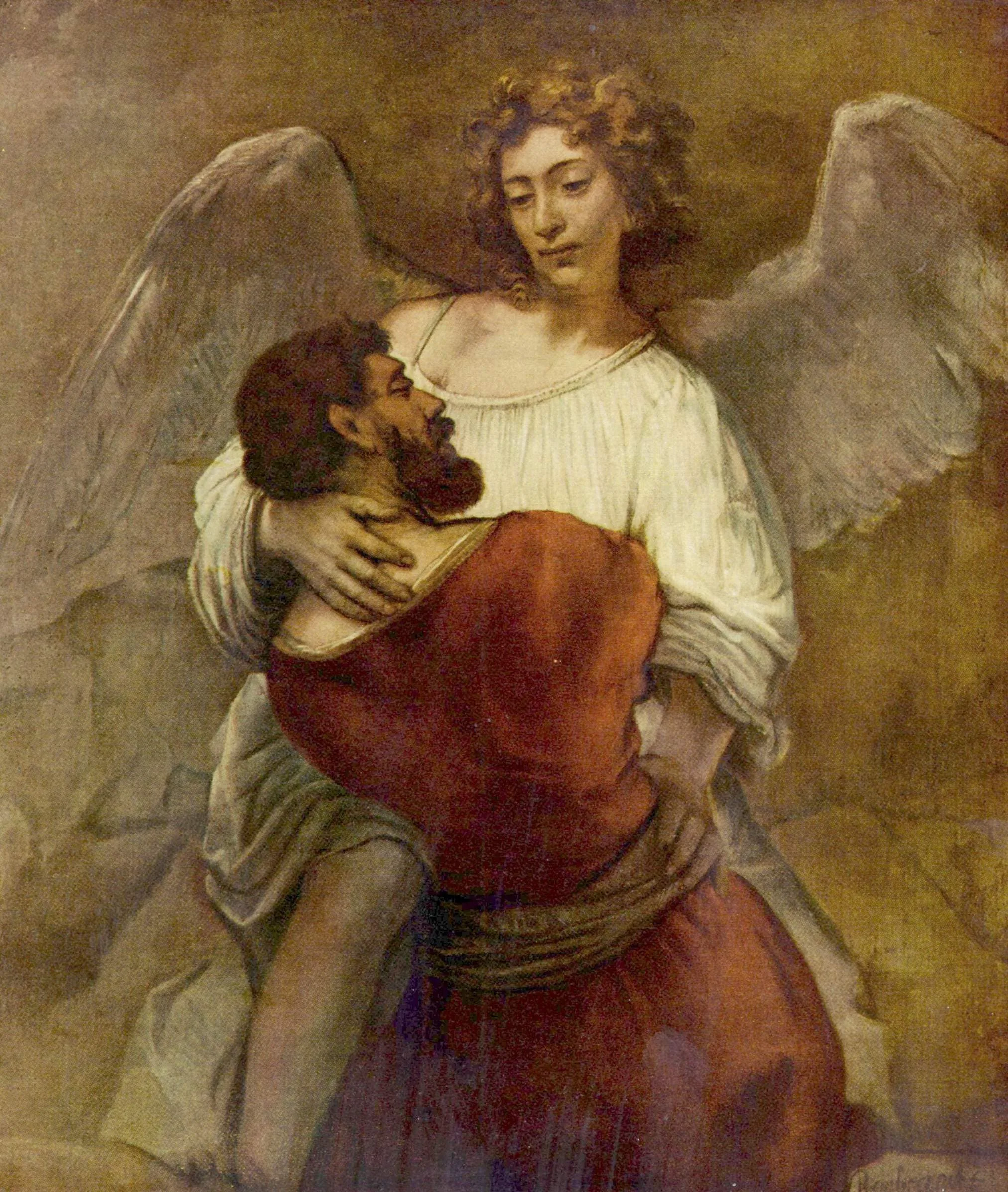 Jacob Wrestling with the Angel — hand-painted oil reproduction