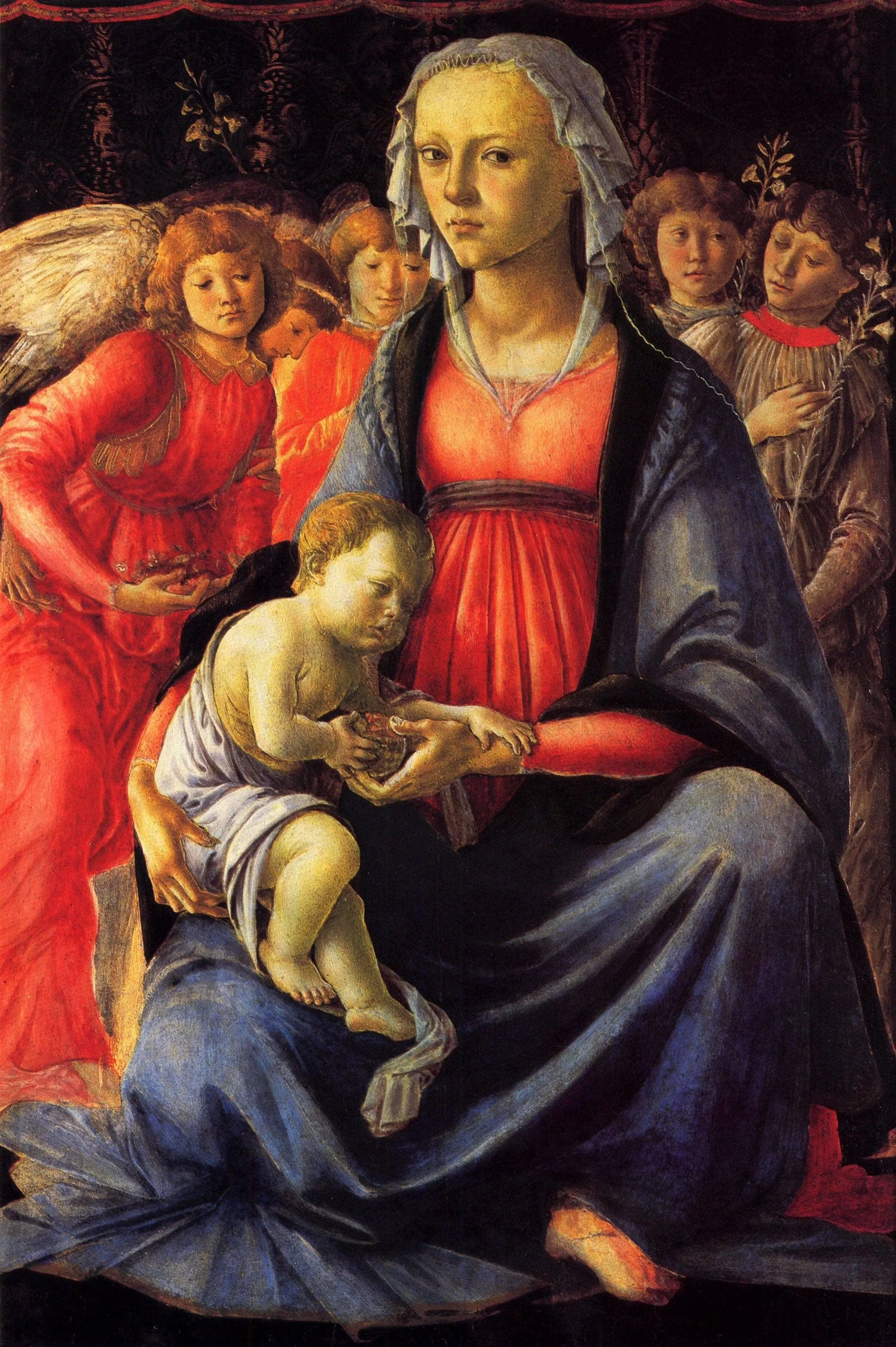 The Virgin and Child surrounded by Five Angels — hand-painted oil reproduction