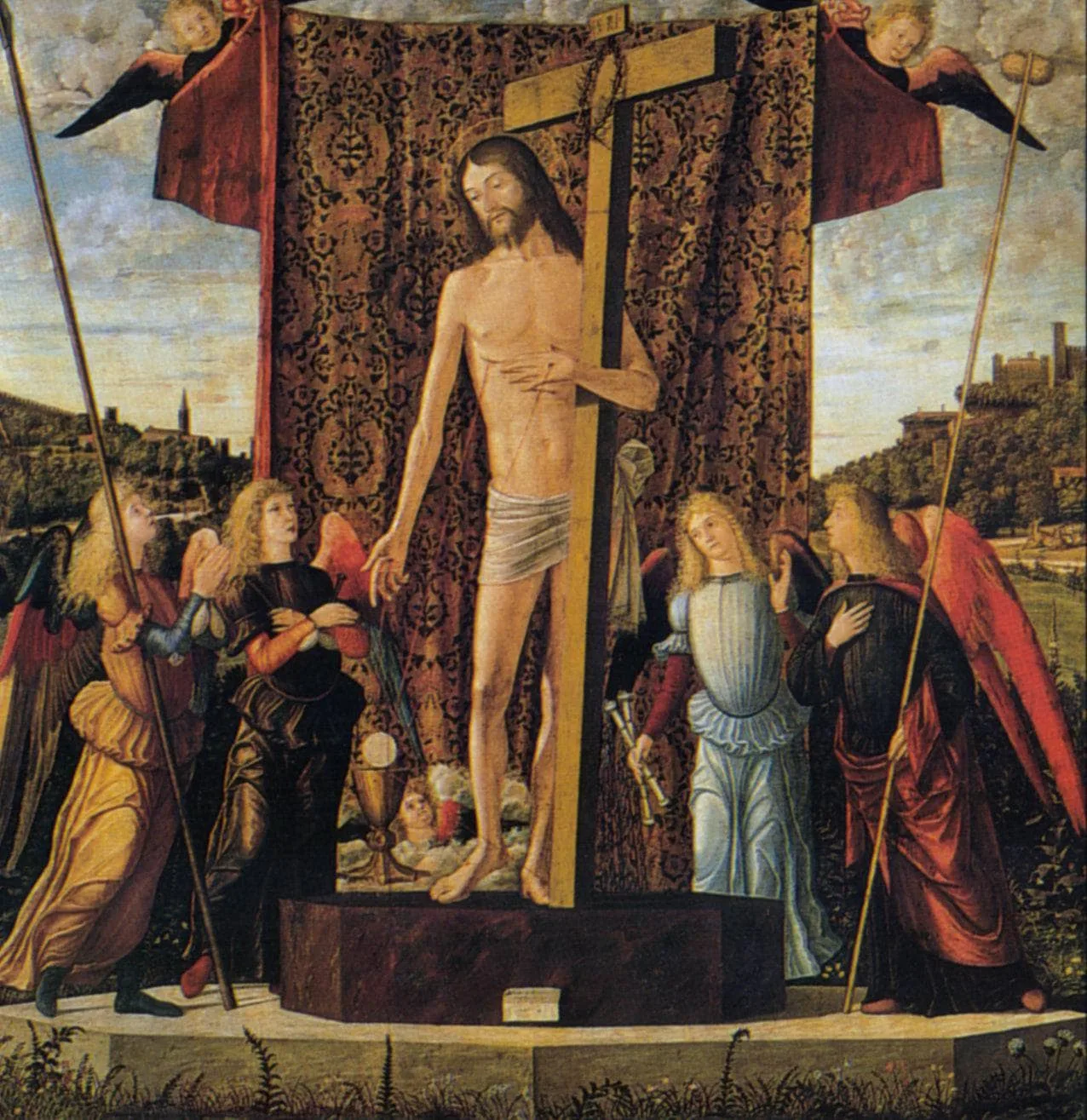Christ with the Symbols of the Passion Surrounded by Angels — hand-painted oil reproduction
